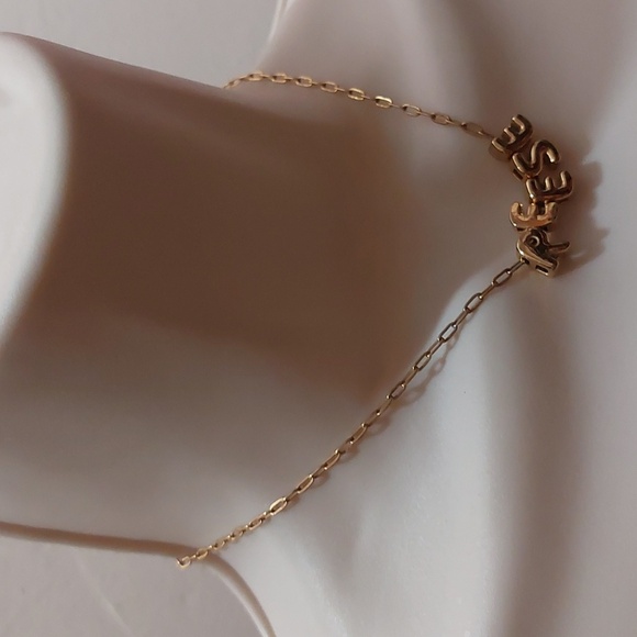 REESE Personalized Letter Charms Gold Tone Necklace High Gloss Quality Made - Picture 3 of 6